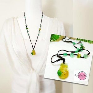 Necklace Genuine YellowJade VASE Green Rabbit Coin